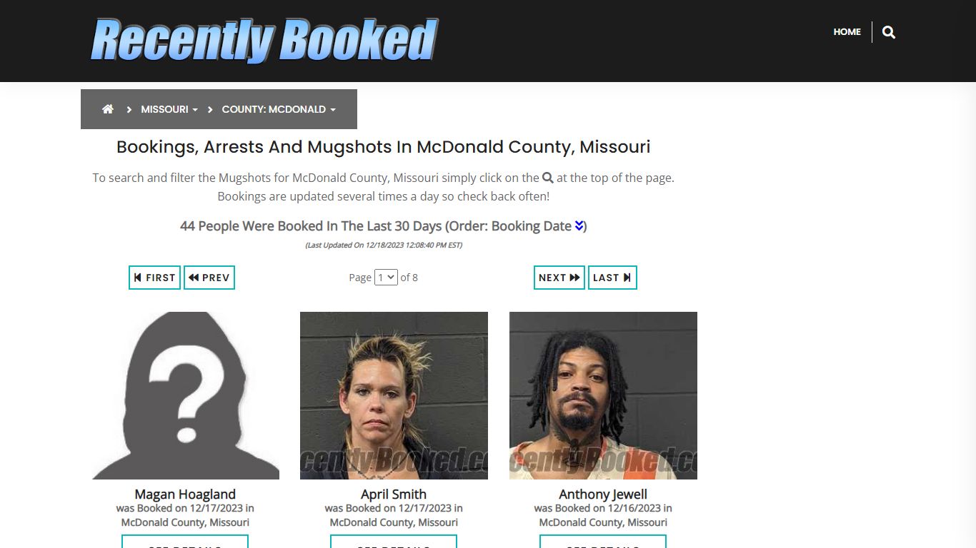 Bookings, Arrests and Mugshots in McDonald County, Missouri